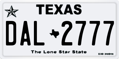 TX license plate DAL2777