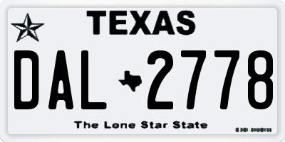 TX license plate DAL2778