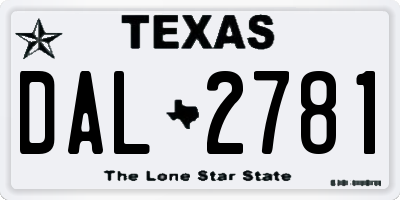 TX license plate DAL2781