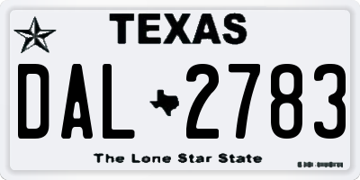 TX license plate DAL2783