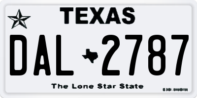 TX license plate DAL2787