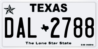 TX license plate DAL2788