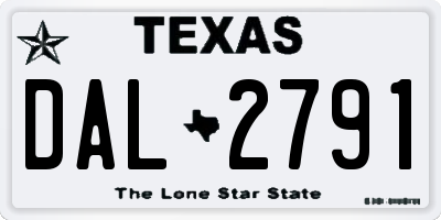 TX license plate DAL2791