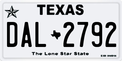 TX license plate DAL2792