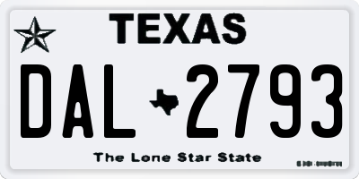 TX license plate DAL2793