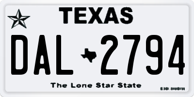 TX license plate DAL2794