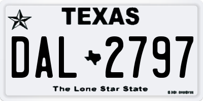 TX license plate DAL2797