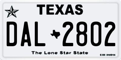 TX license plate DAL2802