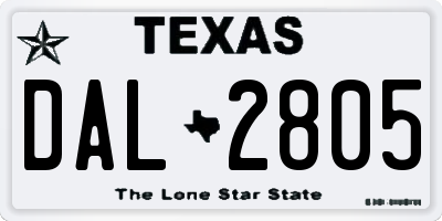 TX license plate DAL2805