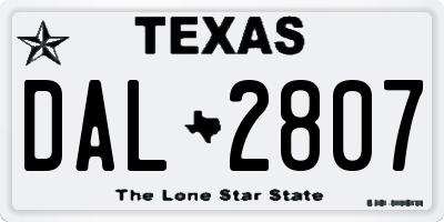 TX license plate DAL2807