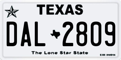 TX license plate DAL2809