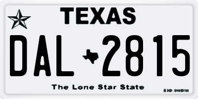 TX license plate DAL2815