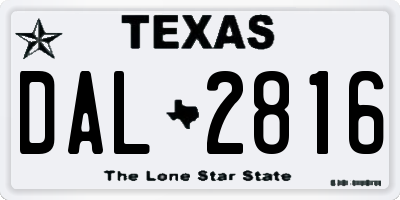 TX license plate DAL2816