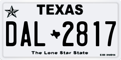 TX license plate DAL2817
