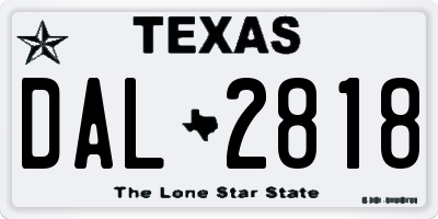 TX license plate DAL2818