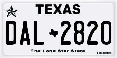 TX license plate DAL2820