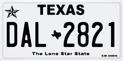 TX license plate DAL2821