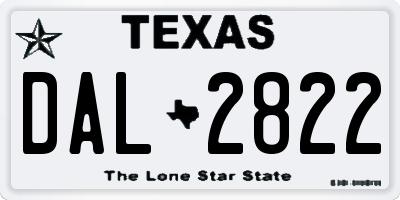 TX license plate DAL2822
