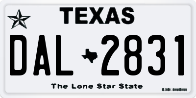 TX license plate DAL2831
