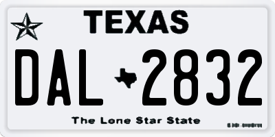 TX license plate DAL2832