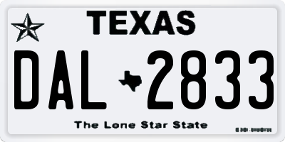 TX license plate DAL2833