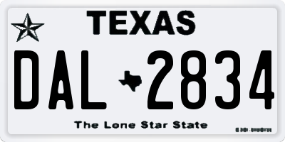 TX license plate DAL2834