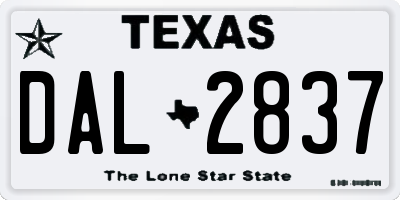 TX license plate DAL2837