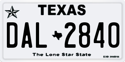 TX license plate DAL2840