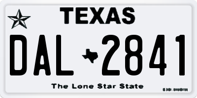TX license plate DAL2841