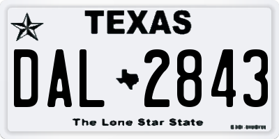 TX license plate DAL2843
