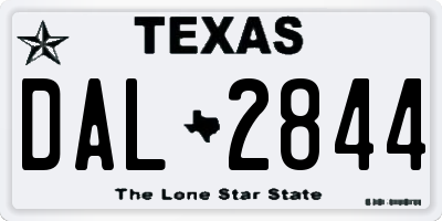 TX license plate DAL2844
