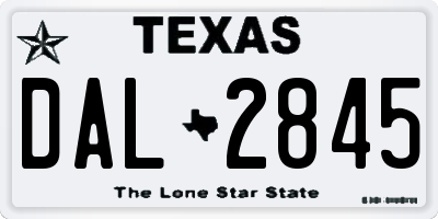 TX license plate DAL2845