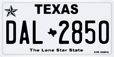 TX license plate DAL2850