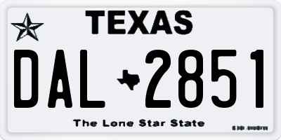 TX license plate DAL2851