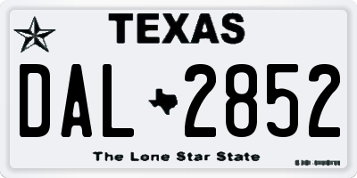 TX license plate DAL2852