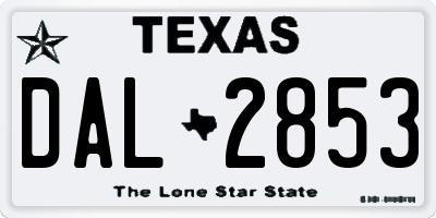 TX license plate DAL2853