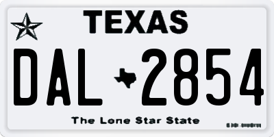 TX license plate DAL2854