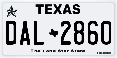 TX license plate DAL2860