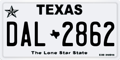 TX license plate DAL2862
