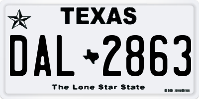 TX license plate DAL2863