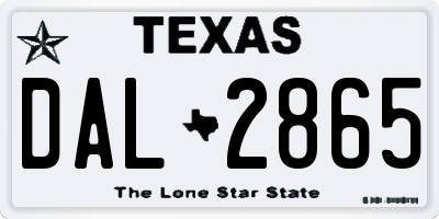 TX license plate DAL2865
