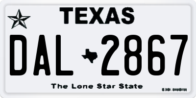 TX license plate DAL2867