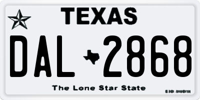 TX license plate DAL2868