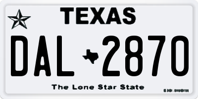 TX license plate DAL2870