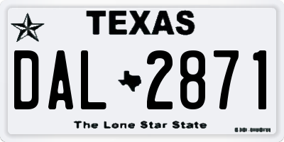 TX license plate DAL2871