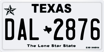 TX license plate DAL2876