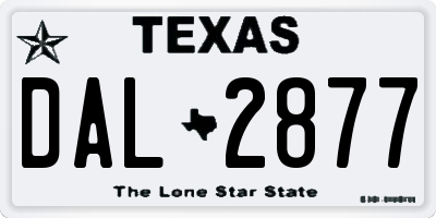 TX license plate DAL2877