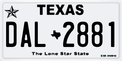 TX license plate DAL2881