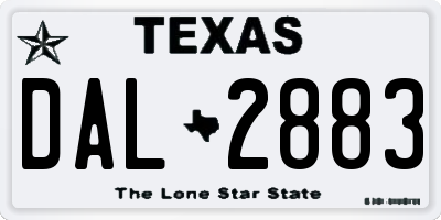 TX license plate DAL2883