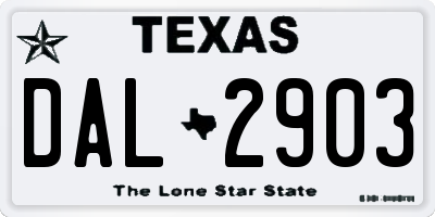 TX license plate DAL2903